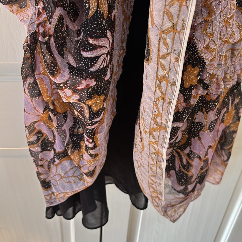 Ulla Johnson RARE Celestia‎ Ruffled Printed Midi Dress Midnight Size 0 Metallic - Picture 9 of 17